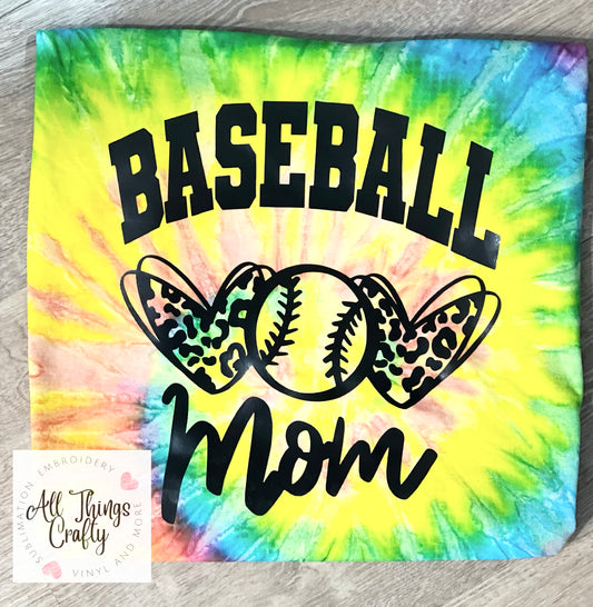 tie dye baseball mom tee