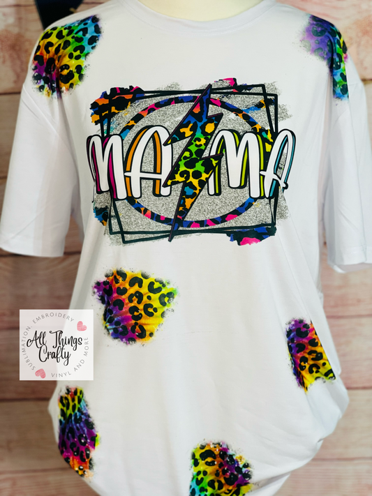 Rainbow cheetah MaMa tee