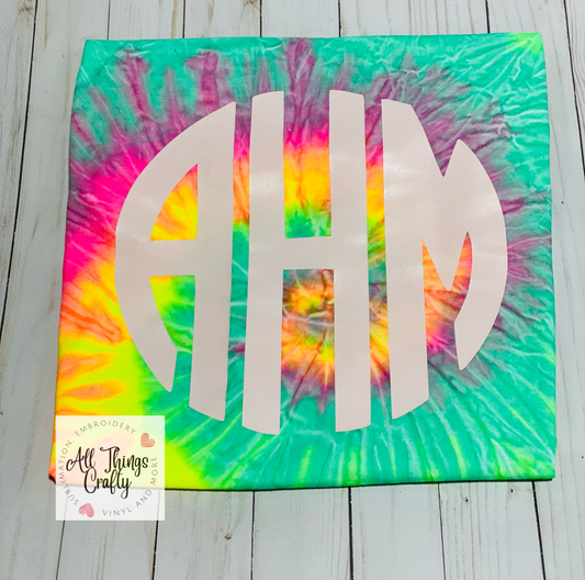 Tie dye tee with monogram